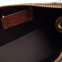 Pre Owned Coach Brown/White Canvas and Leather Swinger Crossbody Bag
