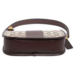 Pre Owned Coach Brown/White Canvas and Leather Swinger Crossbody Bag