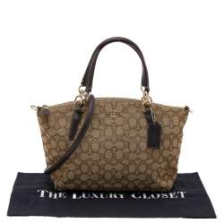 Coach Beige/Brown Signature Canvas and Leather Small Kelsey Satchel