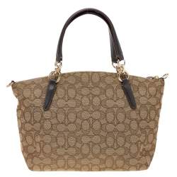 Coach Beige/Brown Signature Canvas and Leather Small Kelsey Satchel