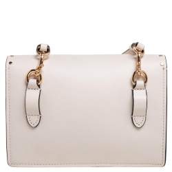 Coach Light Beige Leather and Coated Canvas With Rivets Klare Crossbody Bag