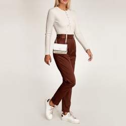 Coach Light Beige Leather and Coated Canvas With Rivets Klare Crossbody Bag