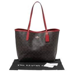 Pre Owned Coach Brown Signature Canvas And Leather City Tote