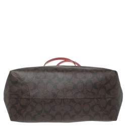 Pre Owned Coach Brown Signature Canvas And Leather City Tote