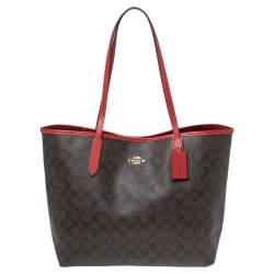Pre Owned Coach Brown Signature Canvas And Leather City Tote