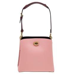 Pre Owned Coach Pink/Dark Red Leather Willow Bucket Bag