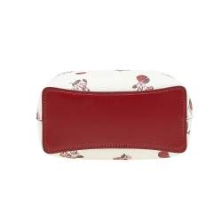 Pre Owned Coach White Printed Coated Canvas and Leather Mini Town Crossbody Bucket Bag
