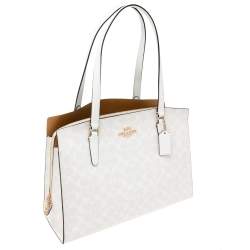 Pre Owned Coach White Signature Coated Canvas Tatum Tote