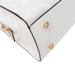 Pre Owned Coach White Signature Coated Canvas Tatum Tote