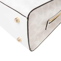 Pre Owned Coach White Signature Coated Canvas Tatum Tote