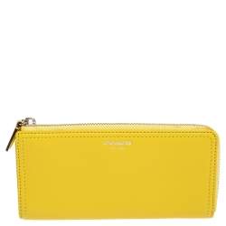 Pre Owned Coach Yellow Leather Legacy Slim Continental  Wallet
