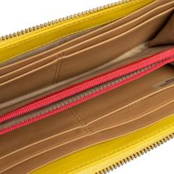 Pre Owned Coach Yellow Leather Legacy Slim Continental  Wallet