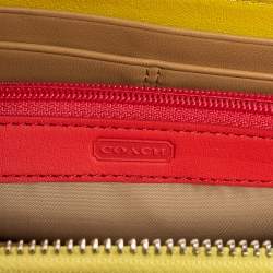 Pre Owned Coach Yellow Leather Legacy Slim Continental  Wallet