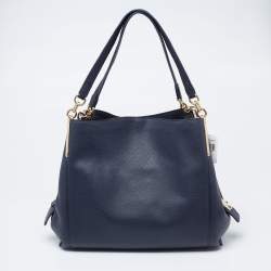 Pre Owned Coach Navy Blue Leather Dalton Shoulder Bag