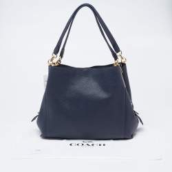 Pre Owned Coach Navy Blue Leather Dalton Shoulder Bag