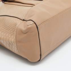 Pre Owned Coach Beige Python Embossed Leather Charlie Hobo