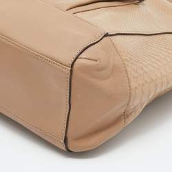 Pre Owned Coach Beige Python Embossed Leather Charlie Hobo