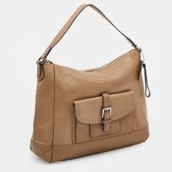 Pre Owned Coach Beige Python Embossed Leather Charlie Hobo