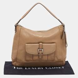 Pre Owned Coach Beige Python Embossed Leather Charlie Hobo