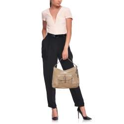 Pre Owned Coach Beige Python Embossed Leather Charlie Hobo