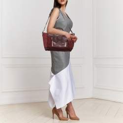 Coach Burgundy Suede and Python Effect Leather Tote