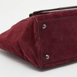 Coach Burgundy Suede and Python Effect Leather Tote