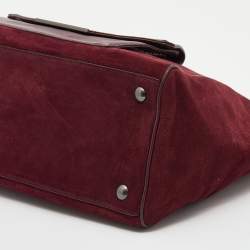 Coach Burgundy Suede and Python Effect Leather Tote