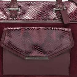 Coach Burgundy Suede and Python Effect Leather Tote