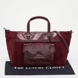 Coach Burgundy Suede and Python Effect Leather Tote
