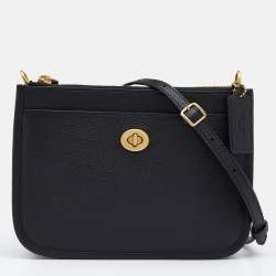 Pre Owned Coach Black Leather Shoulder Bag