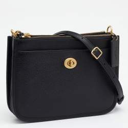 Pre Owned Coach Black Leather Shoulder Bag