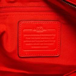 Coach Beige/Red Signature Canvas And Leather Christie Carryall Satchel