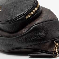 Coach Black/Brown Signature Coated Canvas and Leather Belt Bag