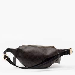 Coach Black/Brown Signature Coated Canvas and Leather Belt Bag