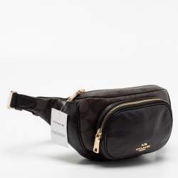 Coach Black/Brown Signature Coated Canvas and Leather Belt Bag