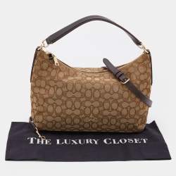 Pre Owned Coach Beige Signature Canvas Convertible Celeste Hobo