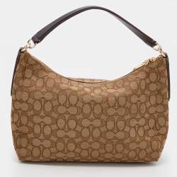 Pre Owned Coach Beige Signature Canvas Convertible Celeste Hobo