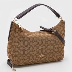 Pre Owned Coach Beige Signature Canvas Convertible Celeste Hobo