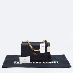 Pre Owned Coach Black/Brown Signature Coated Canvas And Leather Klare Crossbody Bag