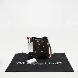 Pre Owned Coach Brown Signature Coated Canvas and Leather Mini Vintage Rose Print Town Bucket Bag