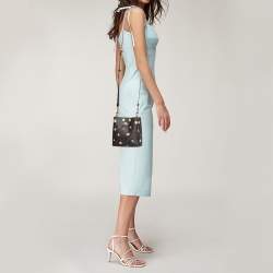 Pre Owned Coach Brown Signature Coated Canvas and Leather Mini Vintage Rose Print Town Bucket Bag