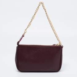 مملوكة مسبقًا Coach Plum Leather Large Floral Applique Pochette