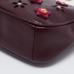 مملوكة مسبقًا Coach Plum Leather Large Floral Applique Pochette