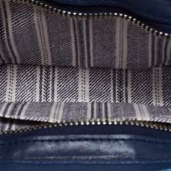 Coach Two Tone Blue Straw and Leather Turnlock Clutch