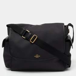 Coach Black Canvas And Leather Messenger Bag