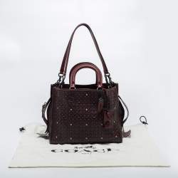 Pre Owned Coach Brown Leather Embellished Tote