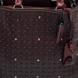 Pre Owned Coach Brown Leather Embellished Tote