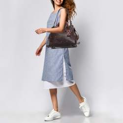 Pre Owned Coach Brown Leather Embellished Tote