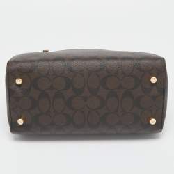 Pre Owned Coach Black Signature Coated Canvas and Leather Rowan Satchel