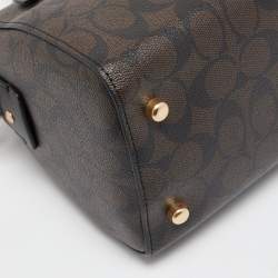 Pre Owned Coach Black Signature Coated Canvas and Leather Rowan Satchel